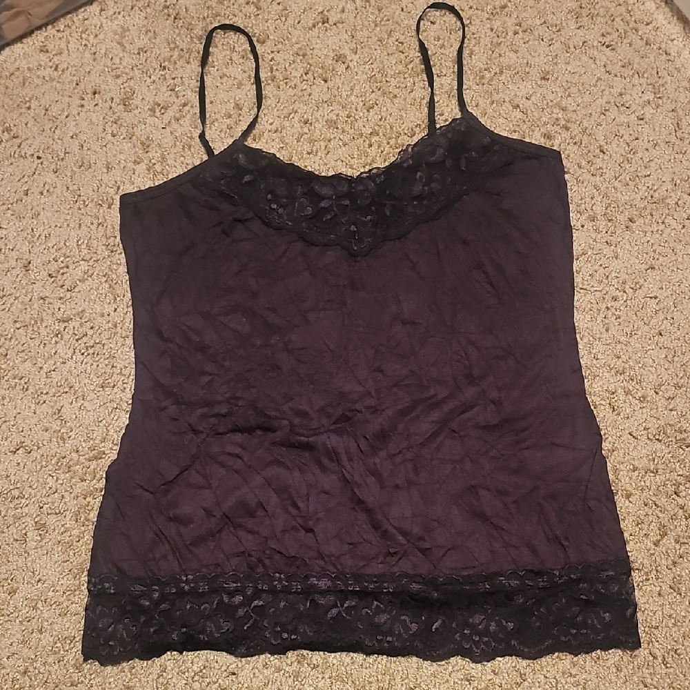 Elegant Black Lace Trim Women's Top